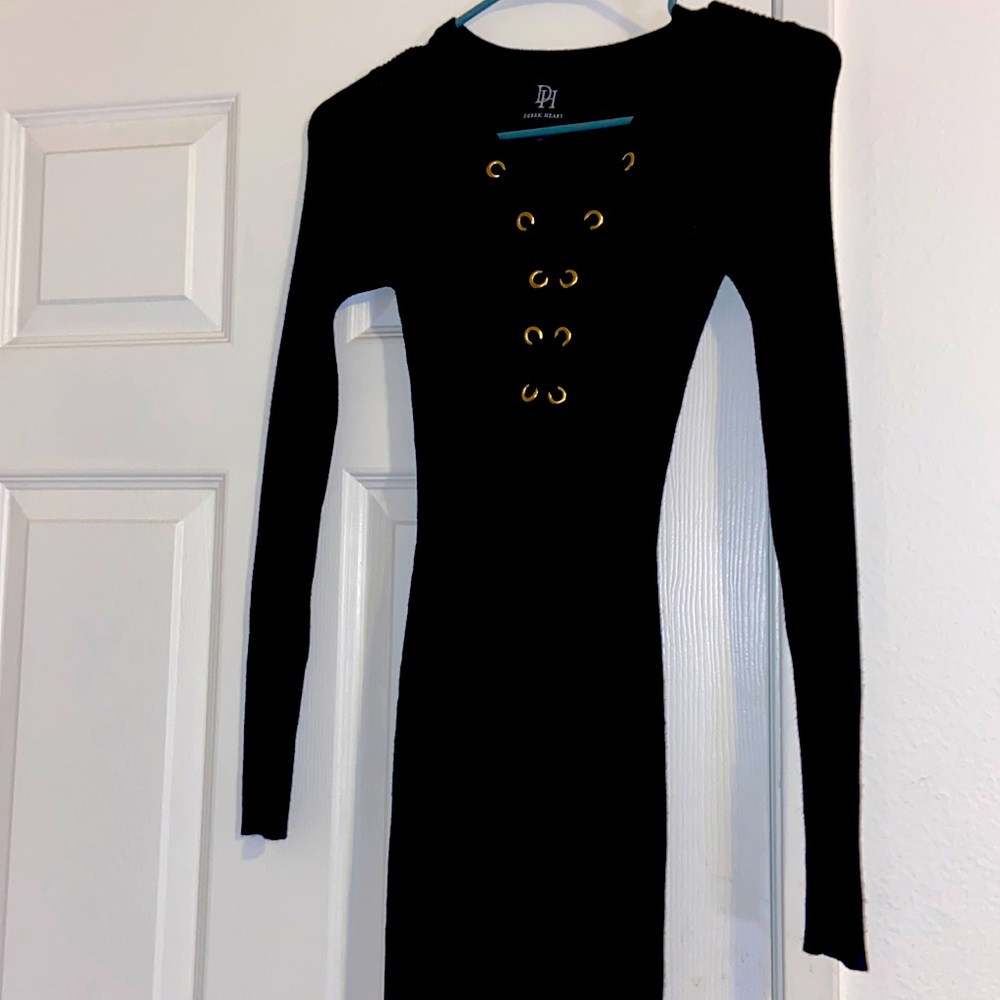 A black Derek Heart small long sleeve knee length dress.